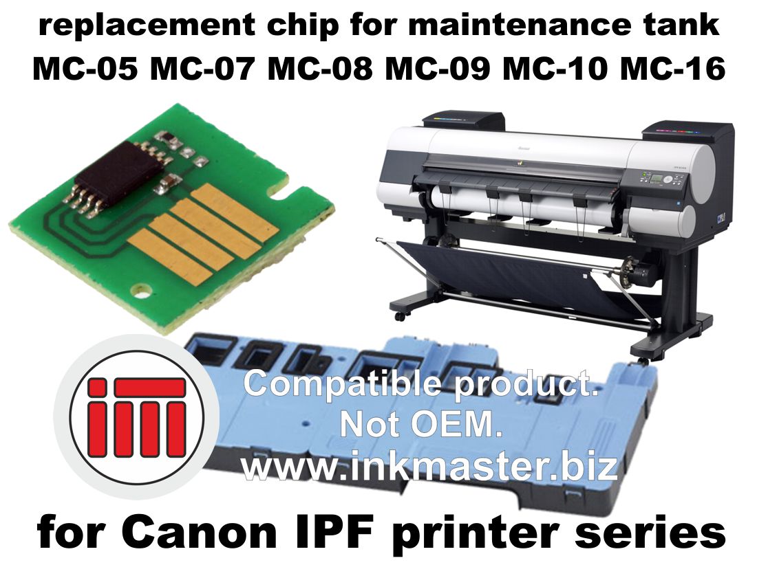Chip sostitutivo per tanica di manutenzione CANON IPF MC CHIP per Canon IPF 500 510 600 605 610 650 655 670 680 700 710 720 750 755 760 765 770 780 810 815 820 825 830 840 850 5000 5100 6000S 6100 6200 6300 6350 6400 6400SE 6450 8000 8000S 8100 8300 