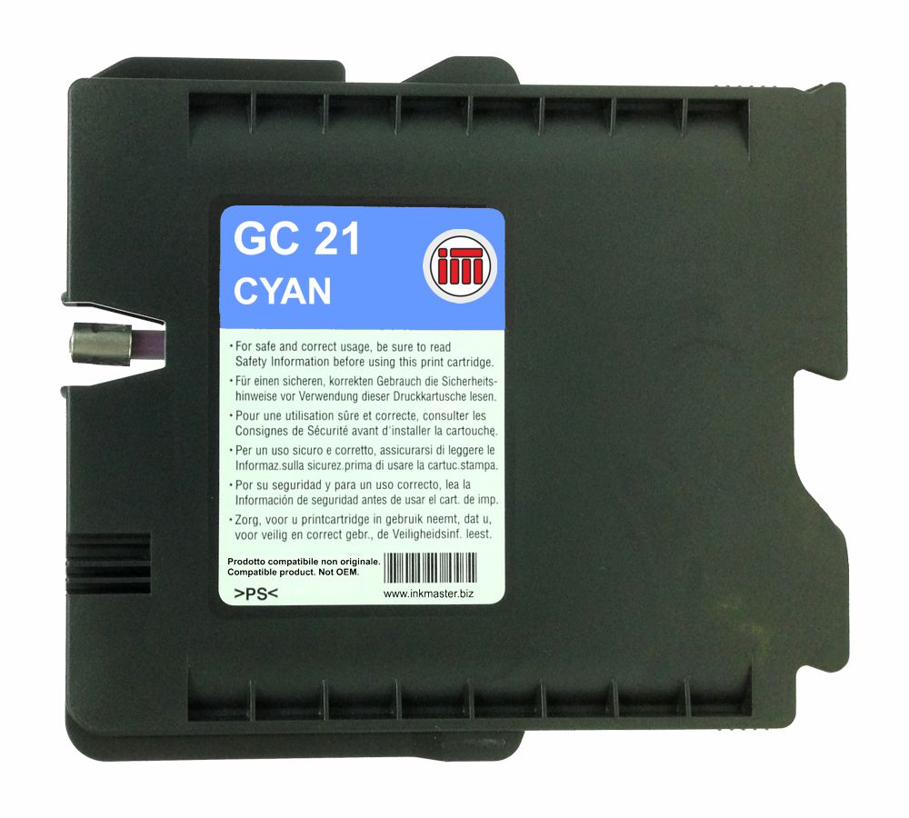 Cartuccia rigenerata RICOH GC21-C CYAN 1000pag. per Ricoh Gelsprinter GX2500 GX3000 GX3000S GX3000SF GX3050 GX3050N GX3050SFN GX5050 GX5050N GX7000