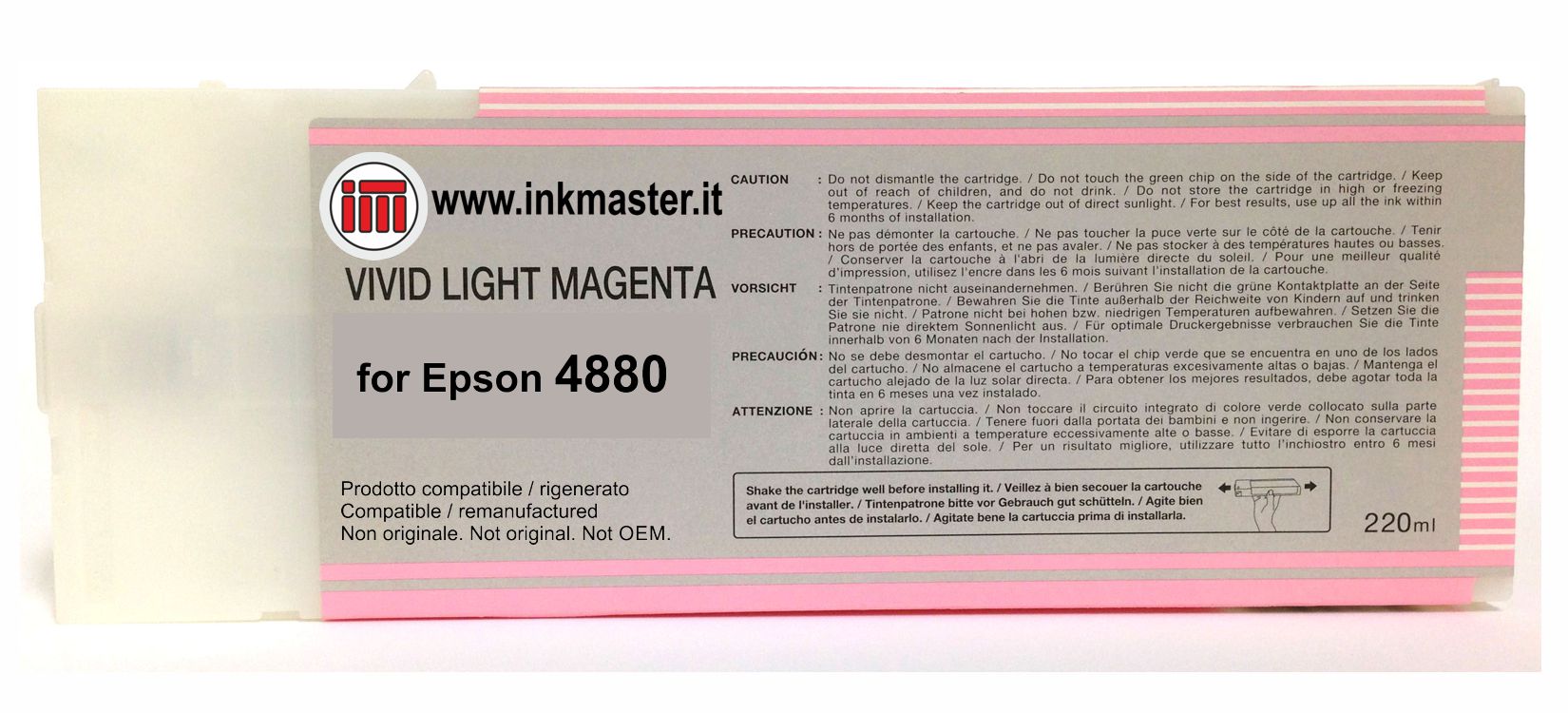 Cartuccia rigenerata EPSON T6066 VIVID LIGHT MAGENTA per Epson Stylus Pro 4880