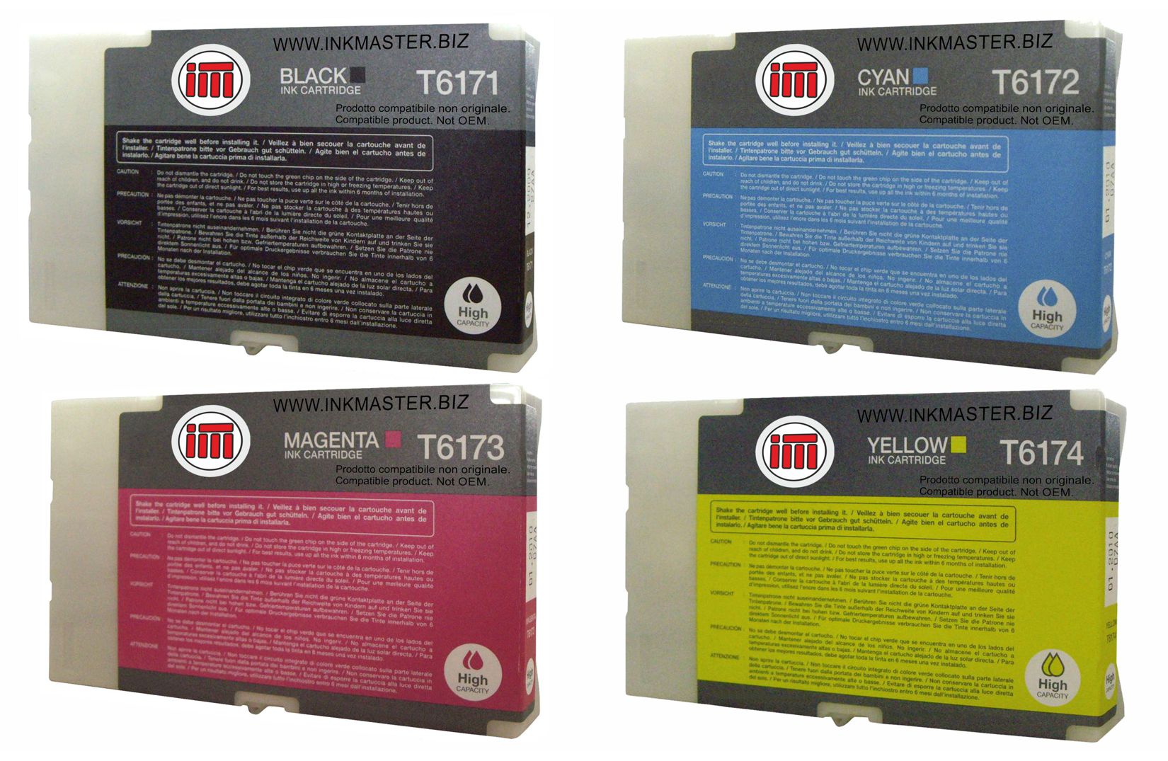 SET 4 Cartuccia rigenerata EPSON T6171-2-3-4 CMYK per Epson B-500DN B-510DN B500 B510