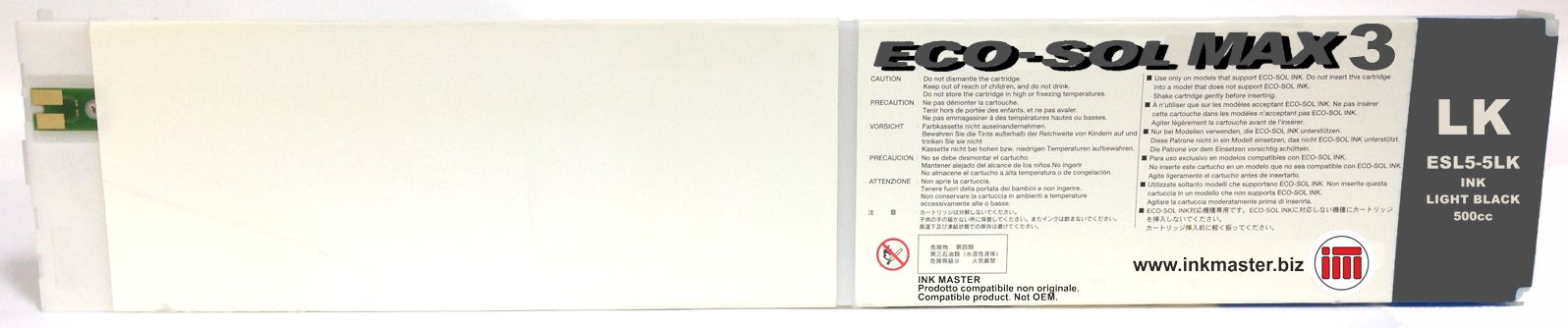 Cartuccia rigenerata ROLAND ECO-SOL MAX 3 LIGHT BLACK per ROLAND BN-20 RF-640 SP-300i SP-540i VS-300i VS-540i VS-640i XR-640