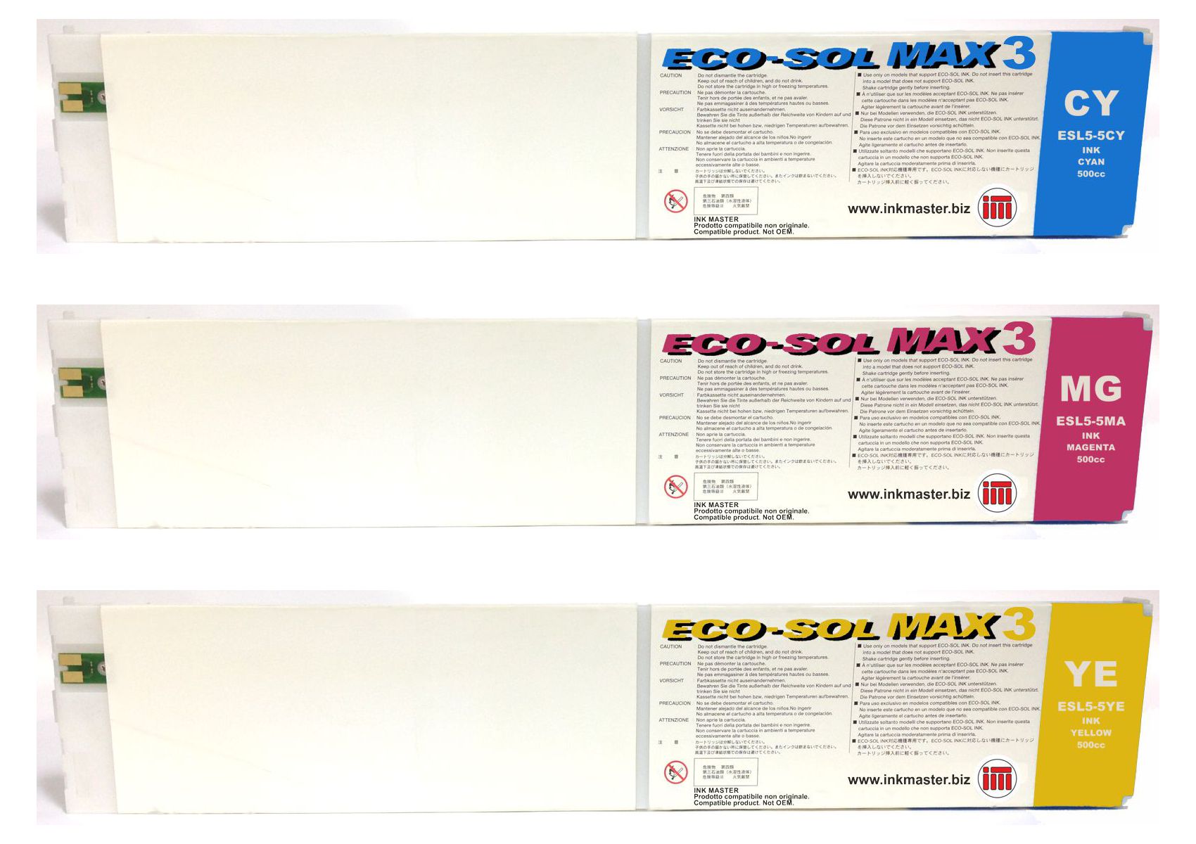 SET 3 Cartuccia rigenerata ROLAND ECO-SOL MAX 3 CMY per ROLAND BN-20 RF-640 SP-300i SP-540i VS-300i VS-540i VS-640i XR-640