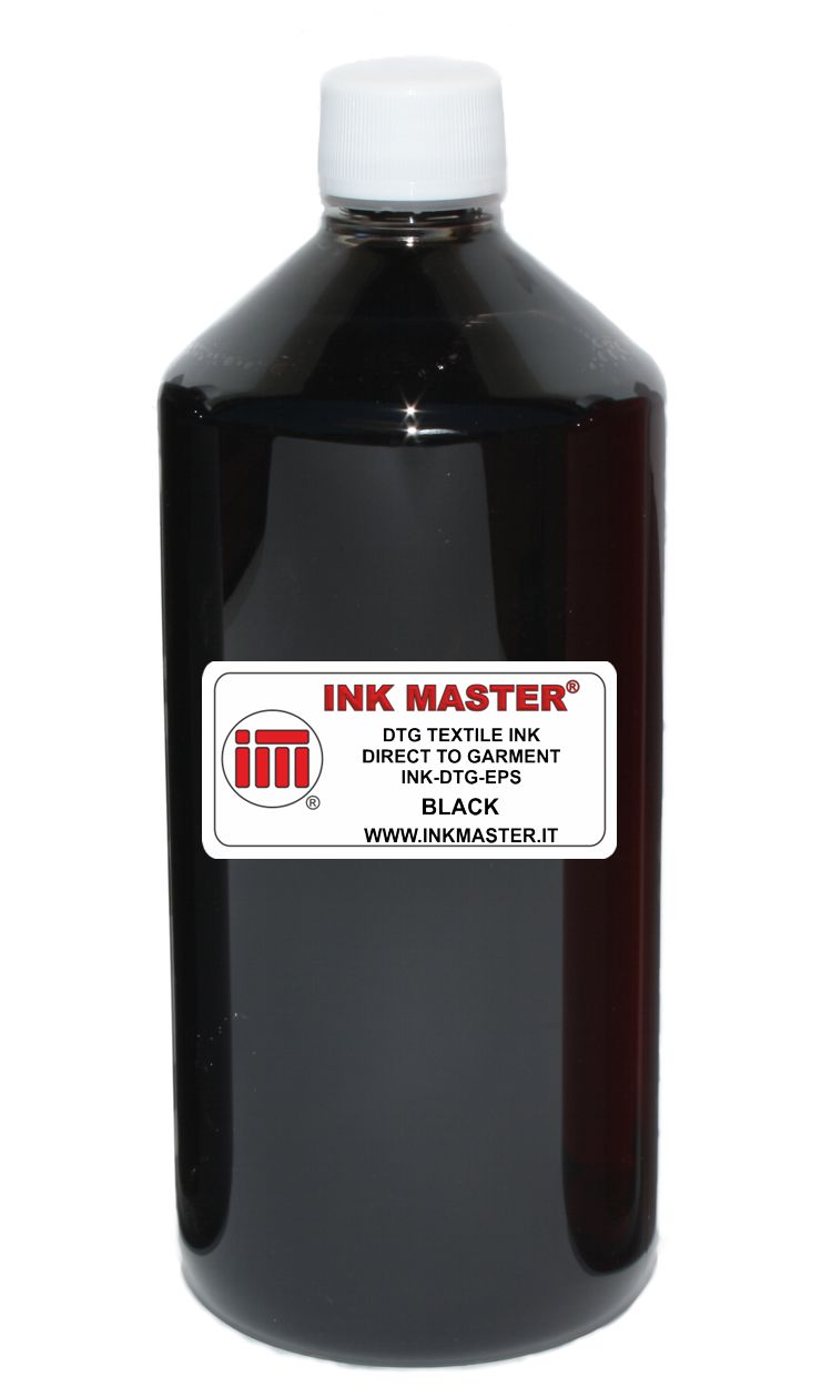 Bottiglia di inchiostro compatibile Direct to Garment DTG ink BLACK per Azon Tex Pro - AnaJet FP-125, Sprint SP200 - Belquette Mod1 - DTG Viper 2, DTG M2, DTG M3, DTG M4, DTG M6 - Epson F2000 F2100 - Fast T-Jet Blazer Express - Freejet 320TX - HM1 Ki